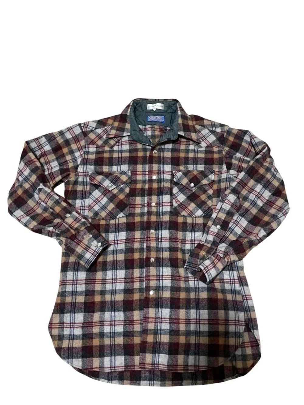 Vntg Pendleton High Grade Western Wear Pure Virgin Wool Pearl Snap Shirt Men's M